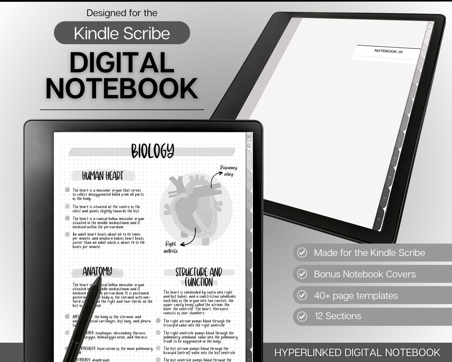 Digital Notebook made for Kindle Scribe| With over 40+ Page Templates for your Kindle Scribe | Hyperlinked Note Taking Templates including Cornell, Lined, Dotted, Grid & Bonus Covers