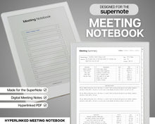 Load image into Gallery viewer, Digital Meeting Notes Template for Supernote | Perfect for Meeting Agenda, Project planner, Supernote Planner | a5x a6x, Template for Supernote
