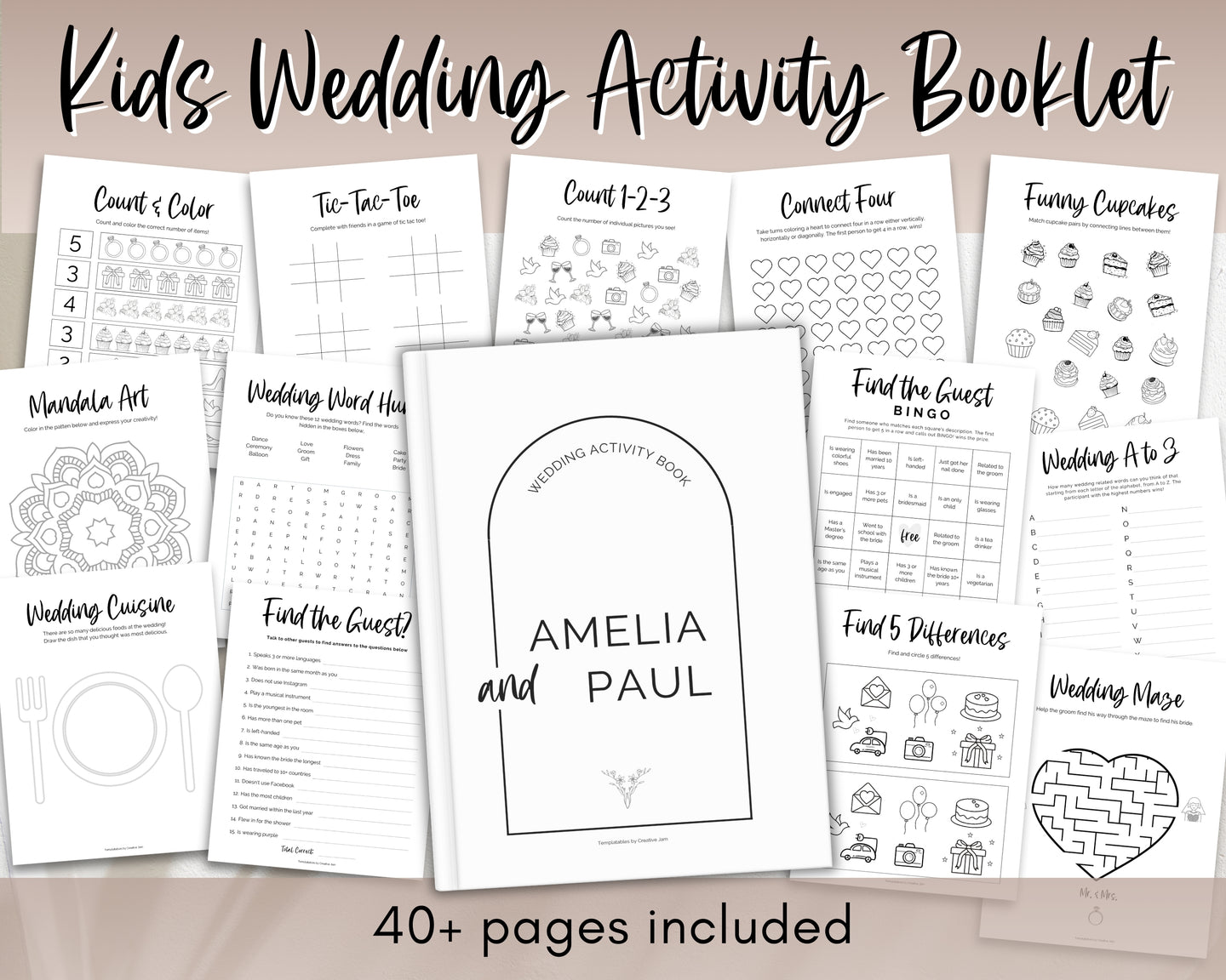 Kids Wedding Activity Book | Includes Kids Activity Kit, Kids Table ideas, Wedding Reception Games, Kids Activity Mat & Printable Kids Coloring Book | favors