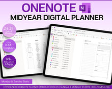 Load image into Gallery viewer, MID YEAR OneNote Planner | Includes 2024 Digital Planner, OneNote Template, Daily, Weekly, Monthly Planning for Windows, Adhd, | Perfect for Notebook &amp; One Note
