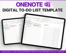 Load image into Gallery viewer, OneNote To Do List Template | Packed with Hyperlinked To Do List for One Note, Digital Task List, Brain Dump Template, ADHD to do list &amp; Minimalist List
