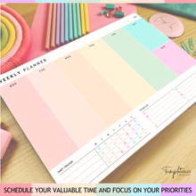 Load image into Gallery viewer, Weekly Planner Notepad - Daily, Weekly Schedule, To Do List Desk Pad, Productivity Planner &amp; Time Management, ADHD Planner | 50 Undated Tear Away Sheets | A4 Colorful
