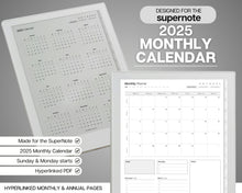 Load image into Gallery viewer, 2025 Monthly Planner for Supernote | Hyperlinked Digital Planner for Calendar, Schedule &amp; a5x a6x Supernote Planner | Perfect Template for Supernote
