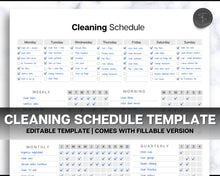 Load image into Gallery viewer, Editable Cleaning Schedule Template | Includes EDITABLE Cleaning Checklist, Cleaning Planner, Weekly House Chores, Clean Home Routine &amp; Monthly Cleaning List | Mono
