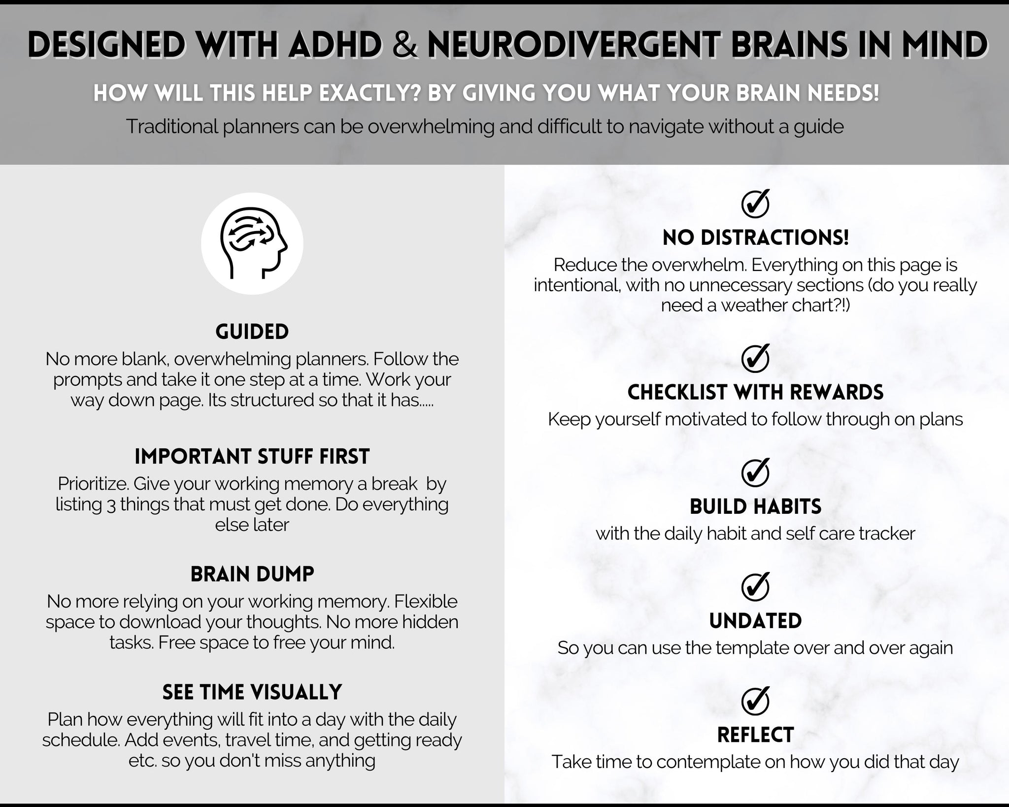Ultimate ADHD Planner Bundle | ADHD Neurodivergent Daily Life Planner