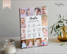 Load image into Gallery viewer, EDITABLE First Birthday Milestone Sign | 1st Birthday Poster, Baby Milestone decor, Canva Template &amp; Photo Collage Poster | Amelia
