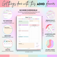 Load image into Gallery viewer, ADHD Daily Planner Notepad for Neurodivergent Adults - Productivity Daily Planner Desk Pad &amp; Task Management to Stay Organized and Focused | 50 Undated Tear Away Sheets A4 | Colorful
