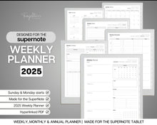 Load image into Gallery viewer, 2025 Supernote WEEKLY Planner | Packed with Supernote Template, Hyperlinked Digital Planner for Calendar &amp; Schedule | Perfect for a5x &amp; a6x
