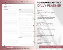 Load image into Gallery viewer, 2025 Dated Printable Planner | Daily, Weekly, Monthly Pages, Calendar, To Do List Printable Inserts
