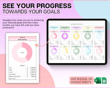 Load image into Gallery viewer, COLORFUL Savings Spreadsheet | Sinking Funds Tracker, Savings Tracker, Finance Budget Planner &amp; Savings Template | for Excel &amp; Google Sheets
