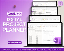 Load image into Gallery viewer, OneNote Project Planner! Includes Project Tracker, Project Management, Digital Planner, Work Schedule, Business, One Note Template, Gantt &amp; Plan
