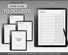 Load image into Gallery viewer, To Do List templates for Kindle Scribe | Digital TO DO LISTS with 9 hyperlinked templates, Weekly planner, Daily Calendar, adhd to do list &amp; tasks
