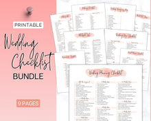 Load image into Gallery viewer, Wedding Checklist Bundle | Packed with Wedding Timeline, Photo Shot List, Wedding Planner Binder Kit, Wedding Day Schedule, To Do List &amp; Packing Countdown
