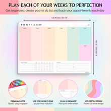 Load image into Gallery viewer, Weekly Planner Notepad - Daily, Weekly Schedule, To Do List Desk Pad, Productivity Planner &amp; Time Management, ADHD Planner | 50 Undated Tear Away Sheets | A4 Colorful
