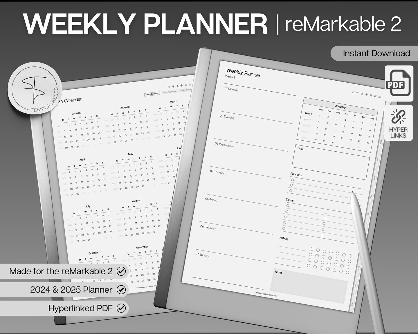 reMarkable 2 Weekly Planner  Stay organised and get productive!