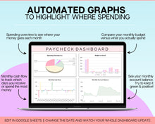 Load image into Gallery viewer, Budget by Paycheck Google Sheets Spreadsheet | Biweekly Zero Based Budget Tracker | Colorful
