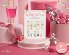 Load image into Gallery viewer, Tea Party Games Bundle | With 15 Girls Afternoon Tea Party Games, Birthday Decor, Favors, Bingo, Wordsearch, Trivia &amp; Easy Printable Games | Pink
