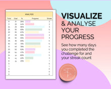 Load image into Gallery viewer, Editable 75 Day Challenge Tracker | 75 soft, 75 medium, 75 Easier &amp; 75 Hard | Google Sheets Spreadsheet
