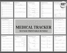 Load image into Gallery viewer, Medical Tracker Bundle | Includes 50 Medical Binder pages, Medical Planner, Printable Medication, Symptom, Bill, Doctor Visits &amp; Health Pain trackers
