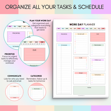 Load image into Gallery viewer, Work Day Planner Notepad | Daily Organizer to Structure Your Day, Boost Productivity, and Get Things Done | Undated and Premium 120gsm Paper | A4 Rainbow
