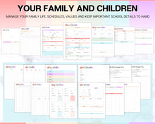 Load image into Gallery viewer, The Colorful Home Management Binder Bundle! includes 170pg Household Planner for Cleaning, Emergency, Budget, Meal planners &amp; checklists, Life Binder
