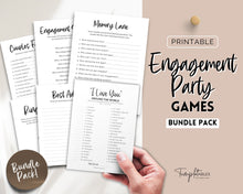 Load image into Gallery viewer, Engagement Party Games Bundle! 40 Printable Engagement Games Including Fun Fiance games, Bling hunt, couples shower, engaged couple, signs &amp; decor
