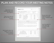 Load image into Gallery viewer, Digital Meeting Notes Template for Supernote | Perfect for Meeting Agenda, Project planner, Supernote Planner | a5x a6x, Template for Supernote
