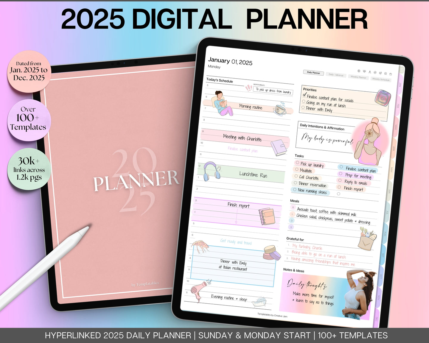 2025 Colorful Digital Planner | Daily, Weekly, Monthly Planner for iPad & GoodNotes