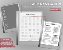 Load image into Gallery viewer, Digital Notebook for the reMarkable | 40+ Hyperlinked Cornell, Lined, Dotted, Grid Page Templates
