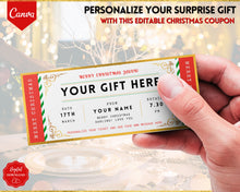 Load image into Gallery viewer, Editable Christmas Coupon Template | Perfect Event Ticket | Includes EDITABLE DIY Event Printable, Surprise Getaway Invitation, Gift for him &amp; Musical Theatre Concert
