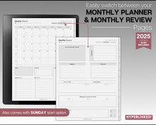 Load image into Gallery viewer, 2025 Monthly Planners for Kindle Scribe | Hyperlinked Digital Planner | 2025 Monthly Planner
