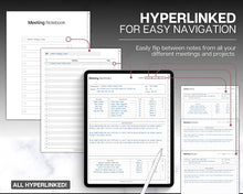 Load image into Gallery viewer, Digital Meeting Minutes Template |  Editable Meeting Notes for GoodNotes &amp; iPad | Business Agenda &amp; Note Taking
