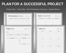 Load image into Gallery viewer, Project Planner Templates for reMarkable tablet | Digital Project Tracker Management Tool Includes Gannt Charts
