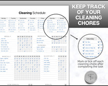 Load image into Gallery viewer, Editable Cleaning Schedule Template | Includes EDITABLE Cleaning Checklist, Cleaning Planner, Weekly House Chores, Clean Home Routine &amp; Monthly Cleaning List | Mono
