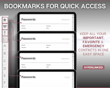 Load image into Gallery viewer, Digital Password Book | Password Tracker with tabs, Password Keeper &amp; Organizer, Password Log | Perfect for Goodnotes, Notability, iPad &amp; Digital Notebook | Mono
