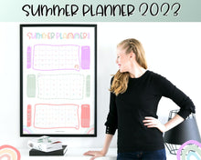 Load image into Gallery viewer, Kids Summer Calendar 2023 | Summer Poster, Summer Countdown, Printable Planner &amp; Checklist | Pastel Rainbow
