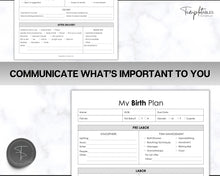 Load image into Gallery viewer, EDITABLE Birth Plan Template | Includes Birth Preferences, Birthing Plan Checklist, Pregnancy Planner, Natural Birth &amp; Hypnobirthing | Mono
