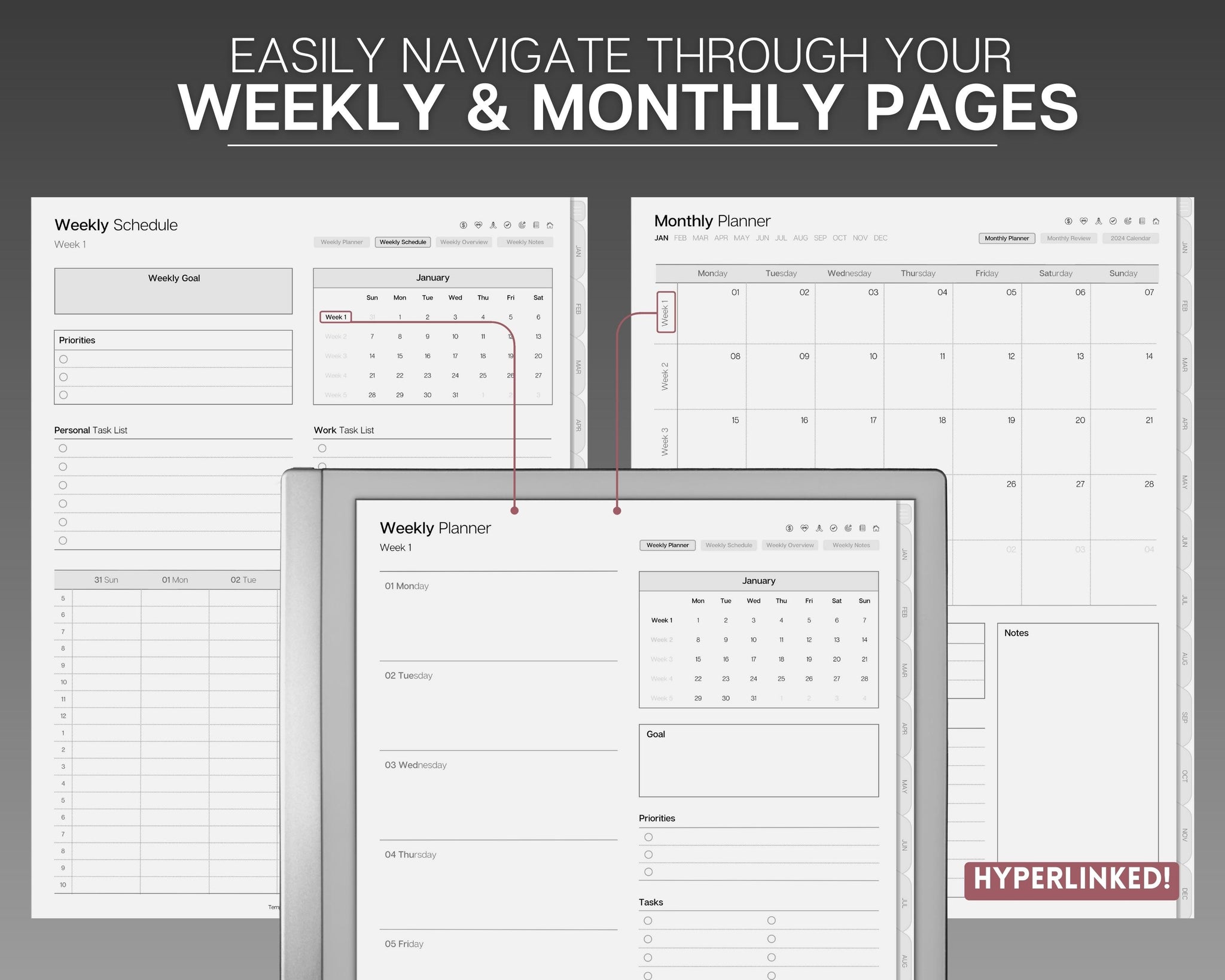 reMarkable 2 Weekly Planner  2023 - 2024 Digital Life Planner