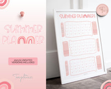 Load image into Gallery viewer, Kids Summer Calendar 2023 | Summer Poster, Summer Countdown, Printable Planner &amp; Checklist | Pink
