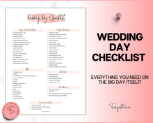 Load image into Gallery viewer, Wedding Checklist Bundle | Packed with Wedding Timeline, Photo Shot List, Wedding Planner Binder Kit, Wedding Day Schedule, To Do List &amp; Packing Countdown
