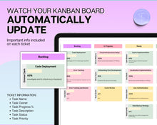 Load image into Gallery viewer, Kanban Board Spreadsheet | With Project Management Gantt Chart, Project Planner, Task Manager, To Do List, Activity Tracker, Google Sheets &amp; Trello
