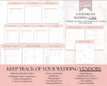 Load image into Gallery viewer, EDITABLE Wedding Planner Binder Kit, Wedding Planner, Wedding Planning Checklist, Wedding Day Schedule, To Do List, Budget, Timeline, CANVA
