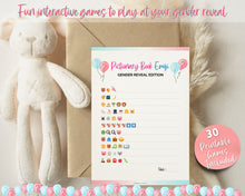 Load image into Gallery viewer, Gender Reveal Games Bundle | Includes Gender reveal party, Baby announcement, What will baby be, Bingo, Baby predictions &amp; Blue or pink party games | Balloons
