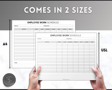 Load image into Gallery viewer, Employee Work Schedule &amp; Time Tracker | EDITABLE Employee Time Sheet Template for Google Docs &amp; Microsoft Word
