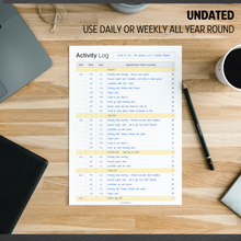Load image into Gallery viewer, Activity Log Notepad – Daily Work Task Log Book - Undated Task Planner &amp; Tracker with 50 Sheets of Premium 120gsm Paper | A4 Mono
