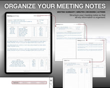 Load image into Gallery viewer, Digital Meeting Minutes Template |  Editable Meeting Notes for GoodNotes &amp; iPad | Business Agenda &amp; Note Taking
