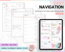 Load image into Gallery viewer, 2025 Colorful Digital Planner | Daily, Weekly, Monthly Planner for iPad &amp; GoodNotes
