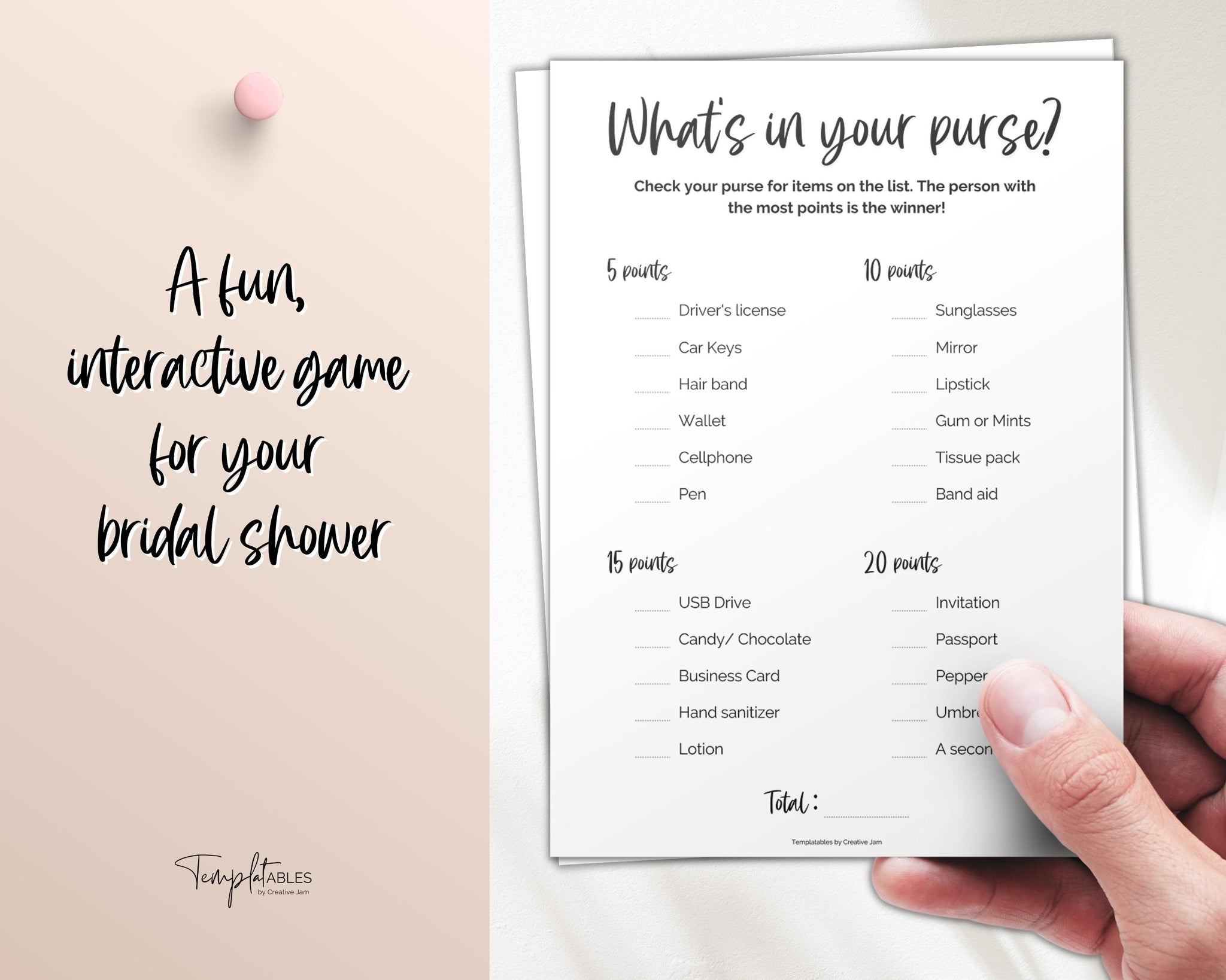 What's in your Purse?' Bridal Shower Game Printable