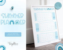 Load image into Gallery viewer, Kids Summer Calendar 2023 | Summer Poster, Summer Countdown, Printable Planner &amp; Checklist | Blue
