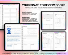 Load image into Gallery viewer, 2024 Digital Reading Planner | Your Digital Reading Journal, Digital Planner, Book Journal, Reading Log, Book Tracker &amp; Weekly Review | Perfect for GoodNotes
